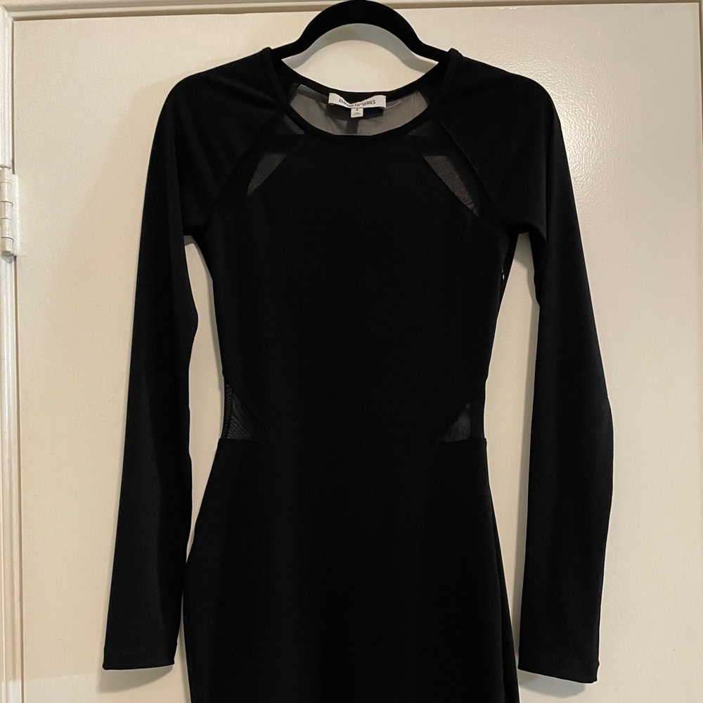 Elizabeth and James Black Long Sleeve Cocktail Dress